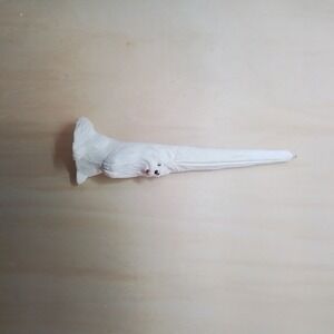 Vintage White Ceramic Dog Figurine Ornament with Glitter Accents and Red‎ Nose